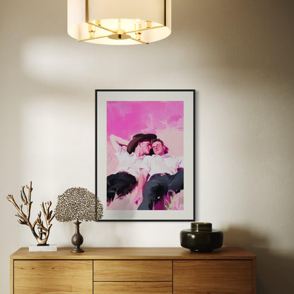 Summer Love – Romantic Queer Cowboy Oil Painting Print, LGBTQ+ Pride Wall Decor, Premium Matte Artwork, Unframed Western Romance