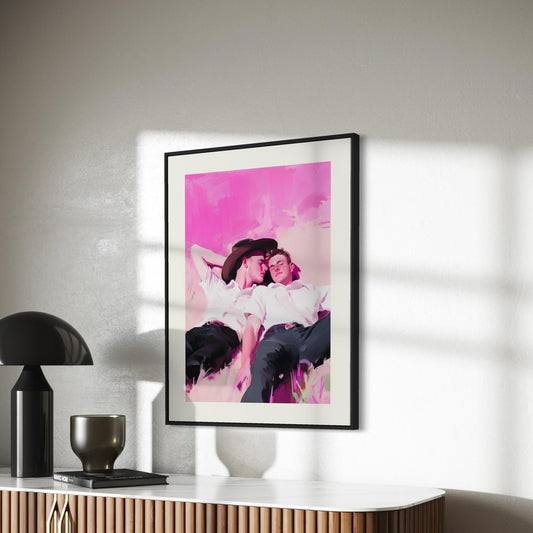 Summer Love β Romantic Queer Cowboy Oil Painting Print, LGBTQ+ Pride Wall Decor, Premium Matte Artwork, Unframed Western Romance