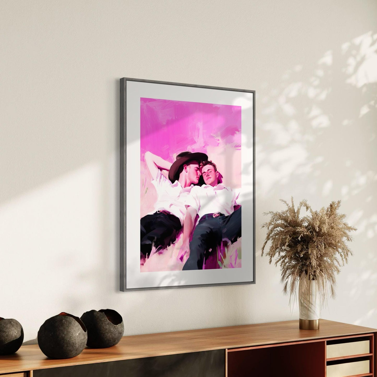 Summer Love – Romantic Queer Cowboy Oil Painting Print, LGBTQ+ Pride Wall Decor, Premium Matte Artwork, Unframed Western Romance
