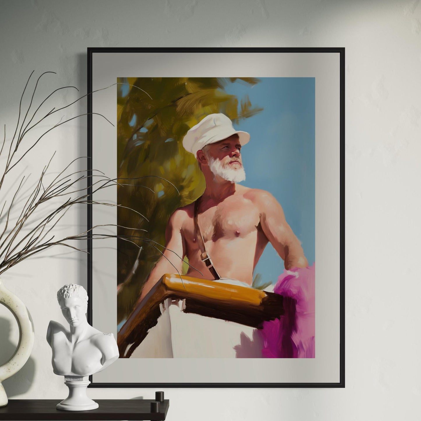 Silver Sailor Oil Painting Print – Bold Queer Art, Nautical LGBTQ+ Decor, Premium Unframed 200gsm Matte Paper, Gay Wall Art