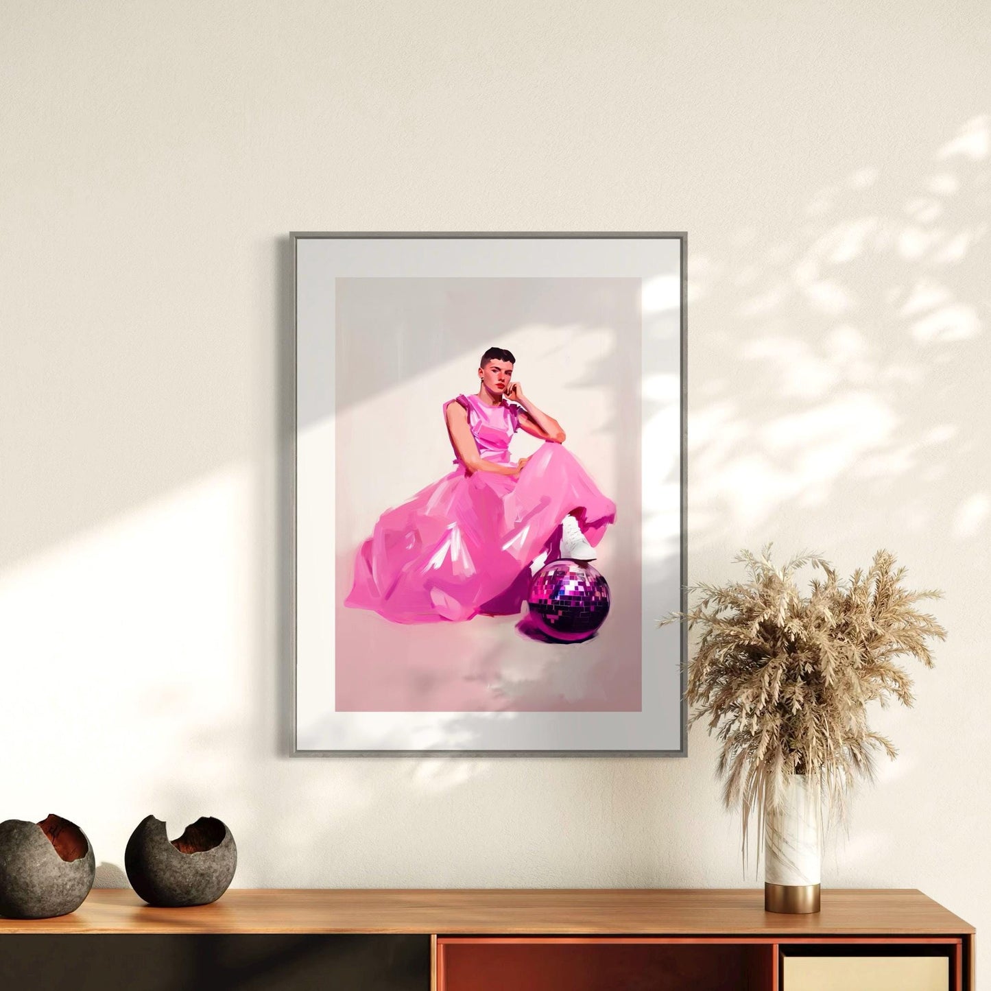 Disco Princess Art Print – Queer Elegance in Pink | Premium 200gsm Matte Poster | LGBTQ+ Art for Bold and Beautiful Spaces
