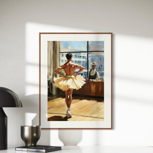 Window to My Heart Ballerina Oil Painting Print | Romantic LGBTQ+ Ballet wall decor | Queer Love Scene | Premium Matte Unframed Wall Art