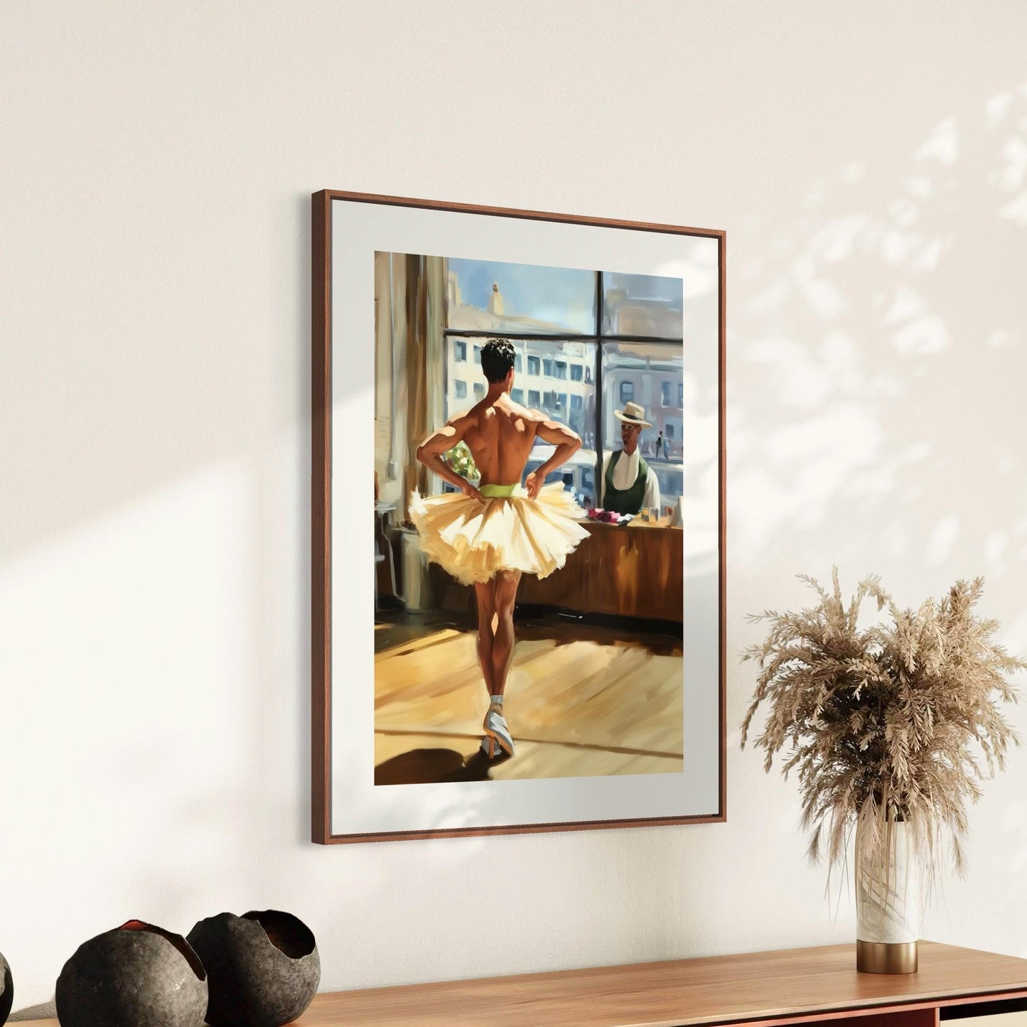 Window to My Heart Ballerina Oil Painting Print | Romantic LGBTQ+ Ballet wall decor | Queer Love Scene | Premium Matte Unframed Wall Art