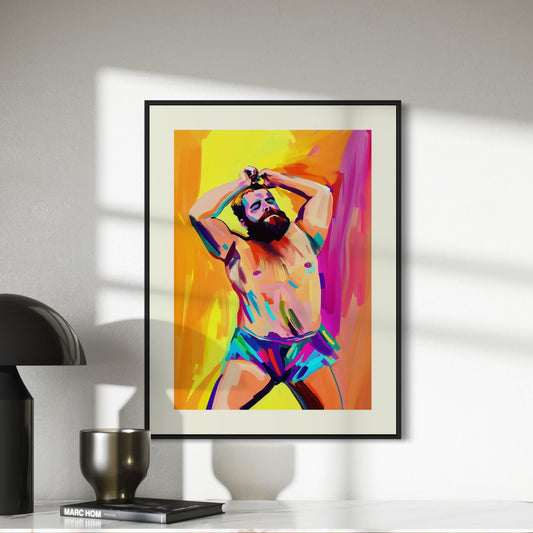 Bear Boogie – Vibrant LGBTQ+ Bear Artwork, Bold Queer Wall Art, Premium Matte Paper Print, Unframed Pride Decor for Queer Spaces