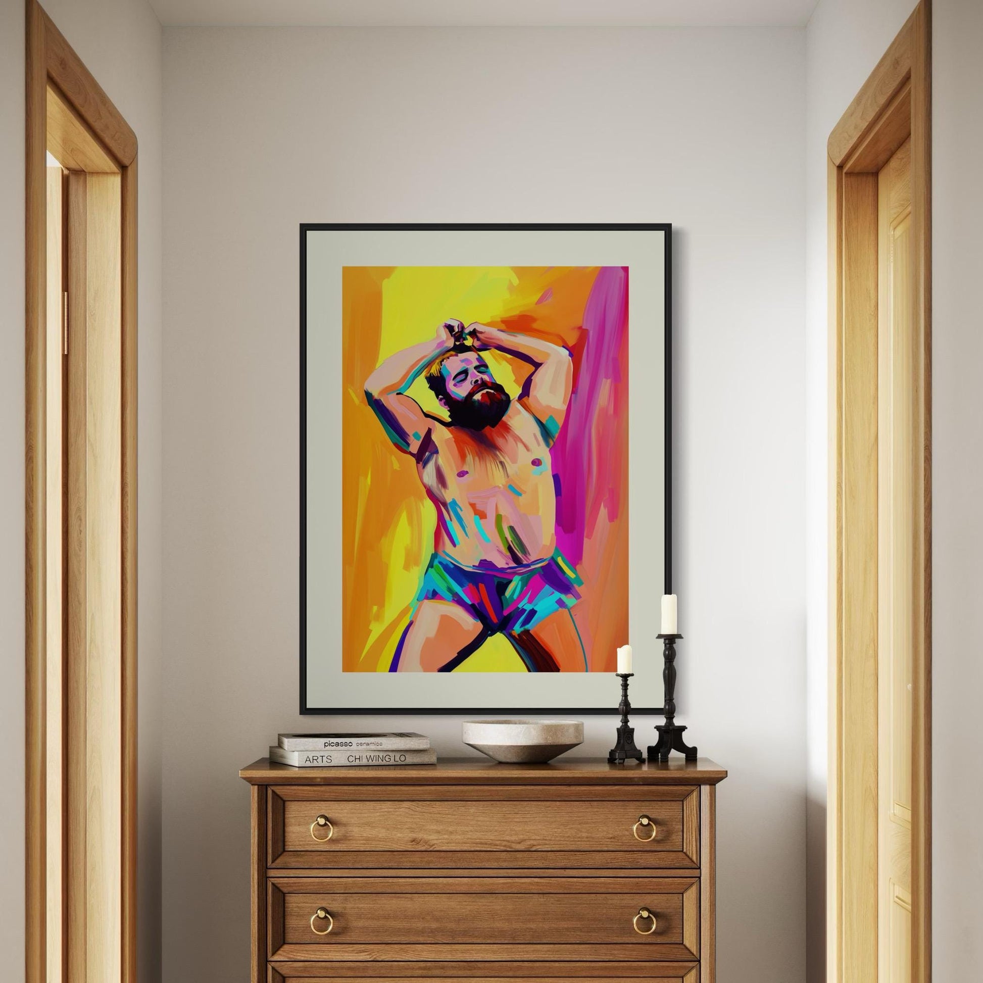 Bear Boogie – Vibrant LGBTQ+ Bear Artwork, Bold Queer Wall Art, Premium Matte Paper Print, Unframed Pride Decor for Queer Spaces