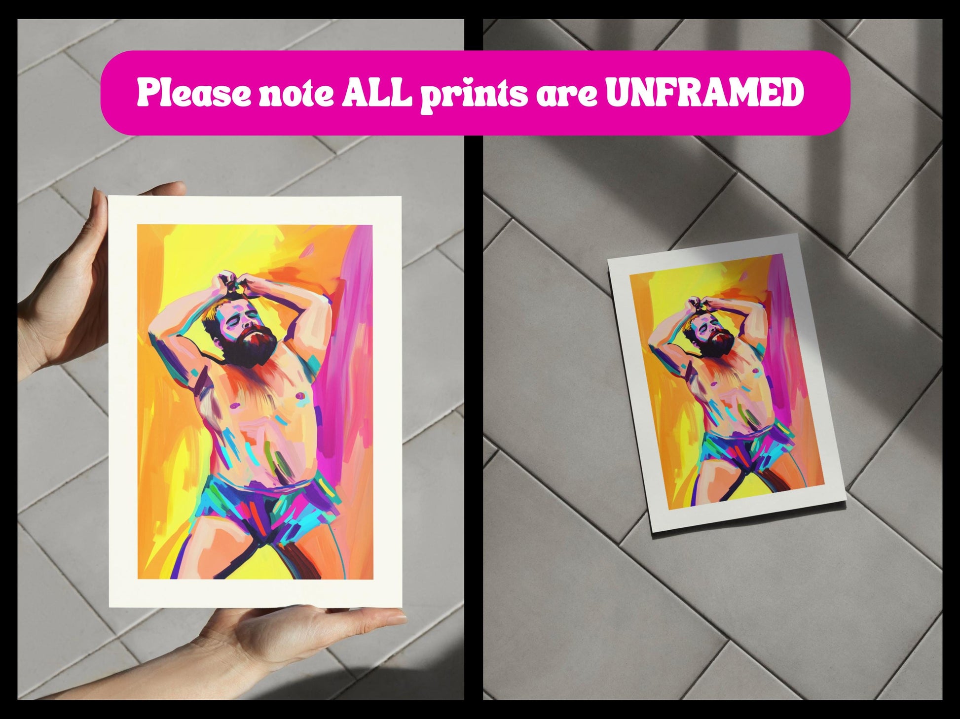 Bear Boogie – Vibrant LGBTQ+ Bear Artwork, Bold Queer Wall Art, Premium Matte Paper Print, Unframed Pride Decor for Queer Spaces