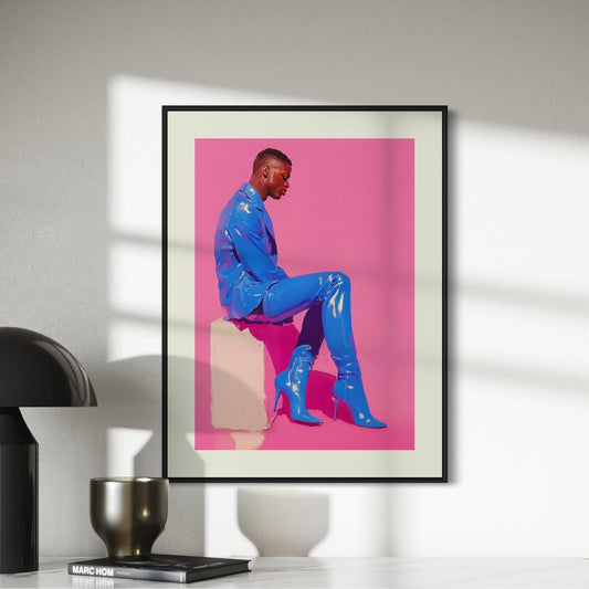 Bold in Blue – Vibrant LGBTQ+ Wall Art, Queer Glam Statement Print, Unframed Pride Art on Premium Matte Paper, LGBTQ+ Decor