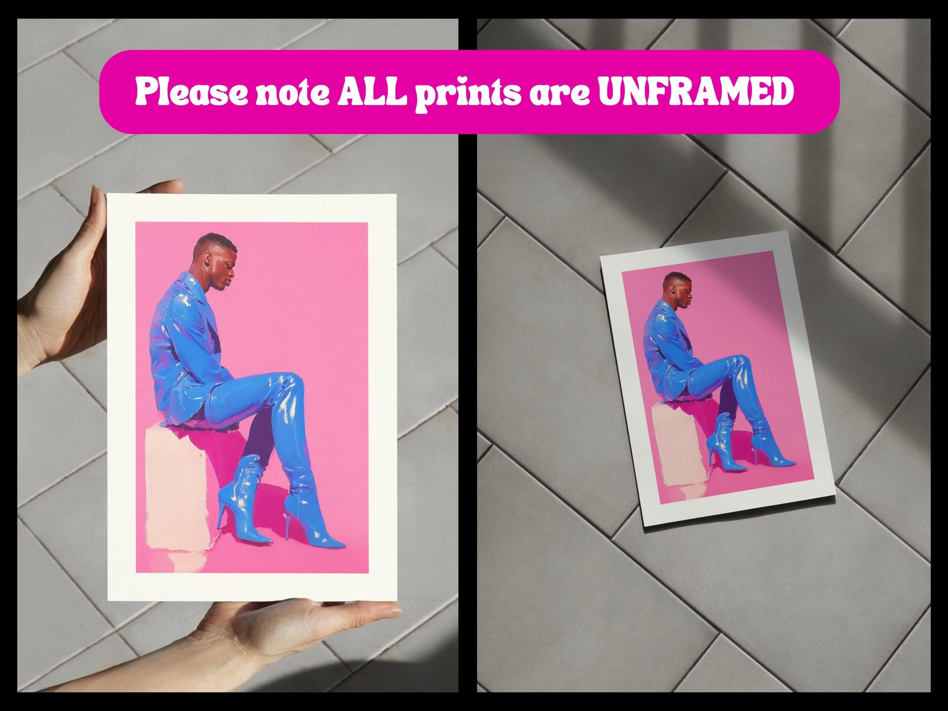 Bold in Blue – Vibrant LGBTQ+ Wall Art, Queer Glam Statement Print, Unframed Pride Art on Premium Matte Paper, LGBTQ+ Decor