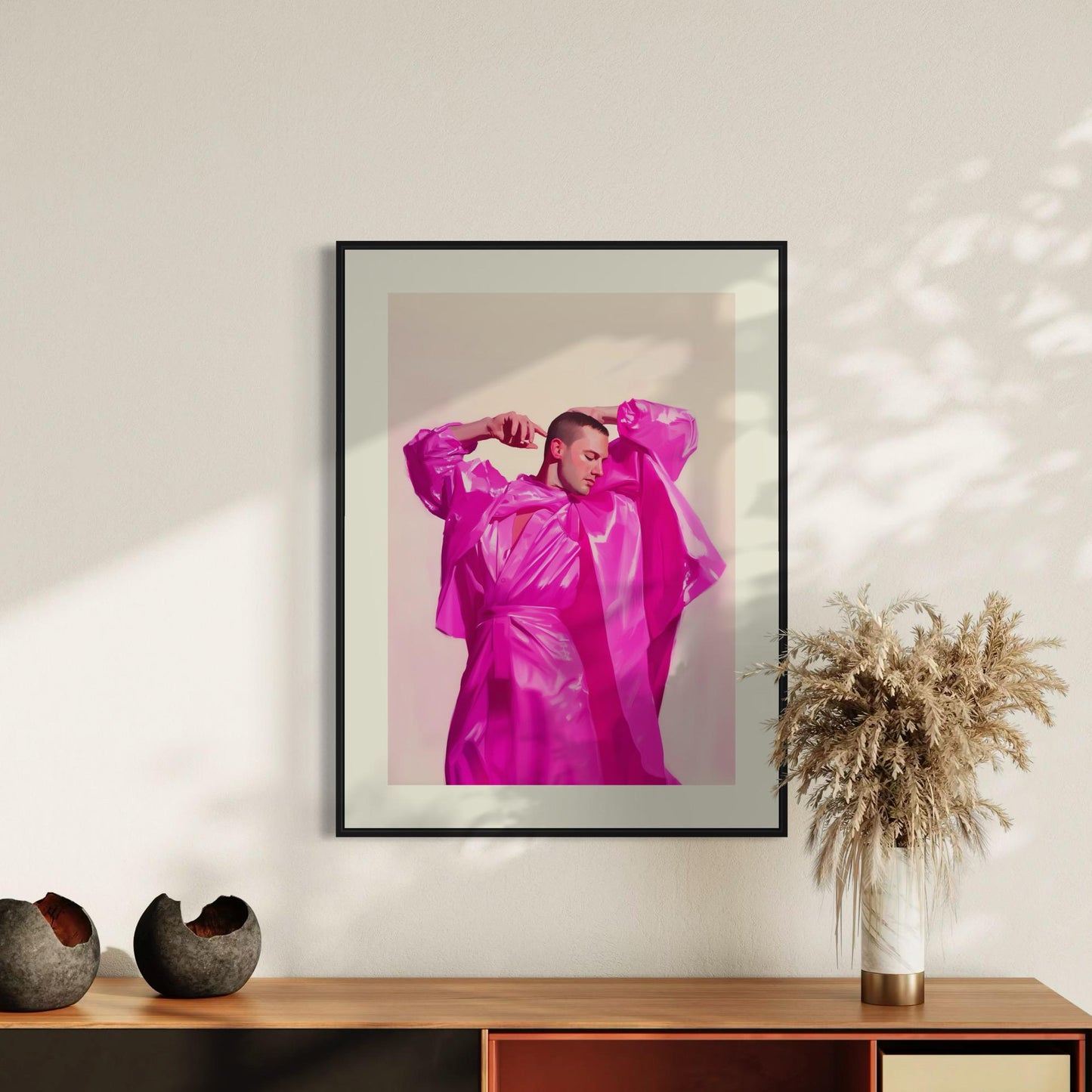 Pink Adornment – Glamorous LGBTQ+ Wall Art, Bold Queer Fashion Print, Unframed Pride Art on Premium Matte Paper, Vibrant Decor