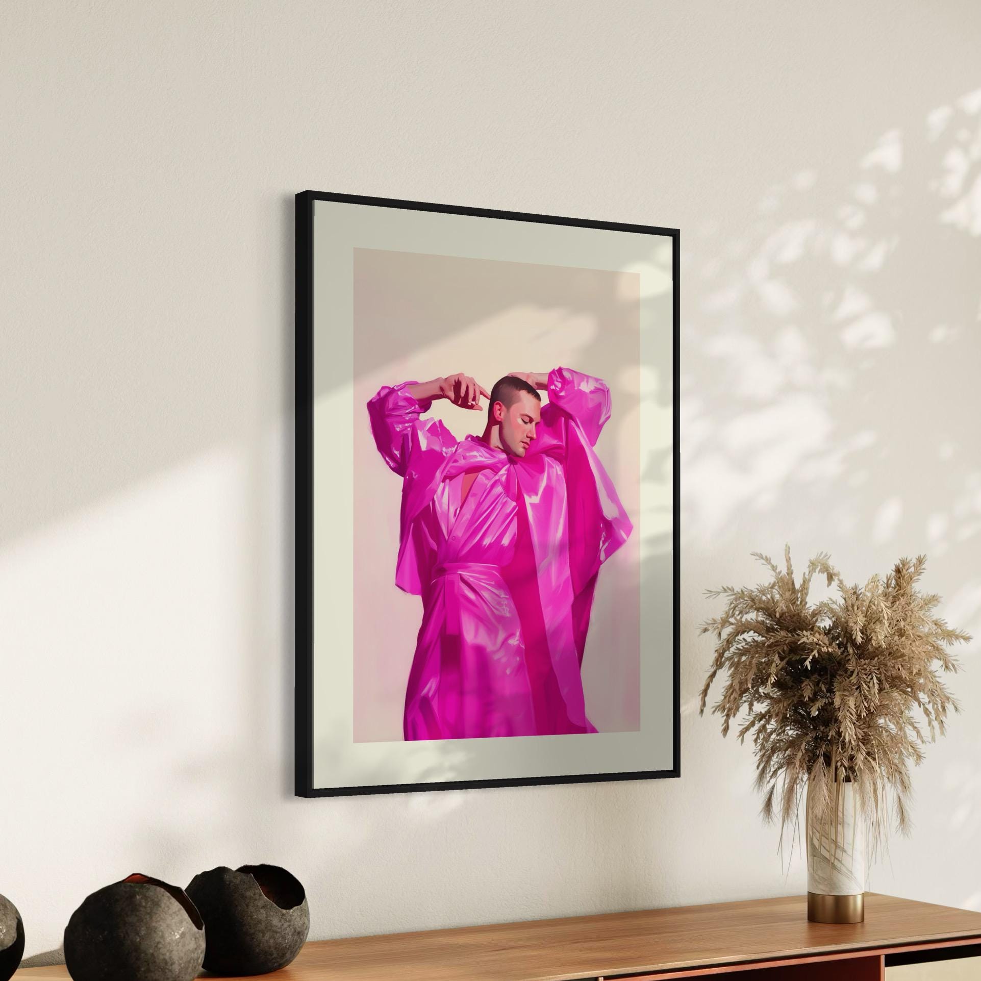 Pink Adornment – Glamorous LGBTQ+ Wall Art, Bold Queer Fashion Print, Unframed Pride Art on Premium Matte Paper, Vibrant Decor