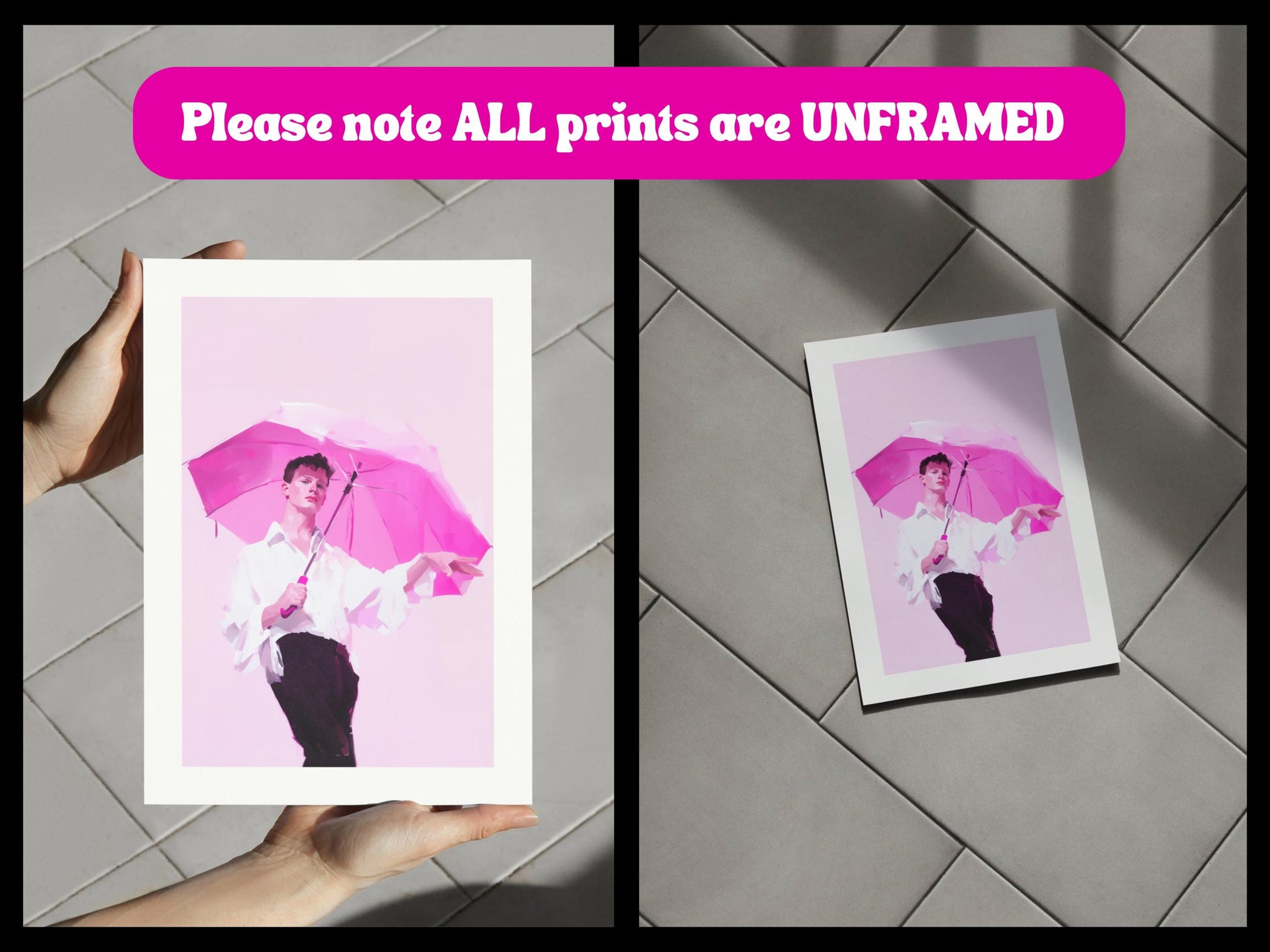 Pretty in Pink – Vibrant Queer Art Print, LGBTQ+ Pride Wall Decor, Unframed Premium Matte Artwork for Bold and Joyful Spaces