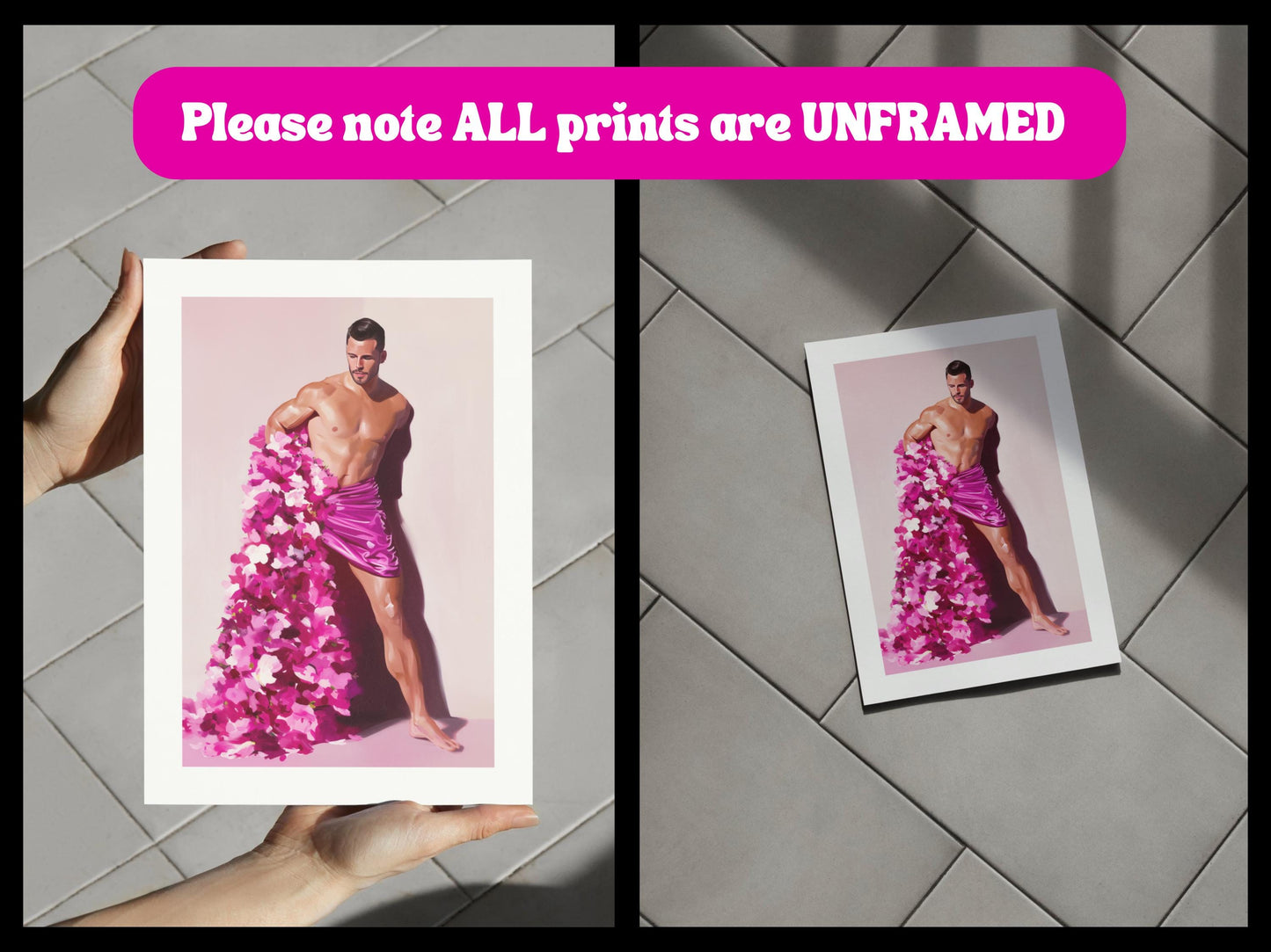 Floral Rebellion – LGBTQ+ Art Print | Queer Resistance Oil Painting | Bold & Beautiful Gay Home Decor | Unframed 200gsm Matte Print