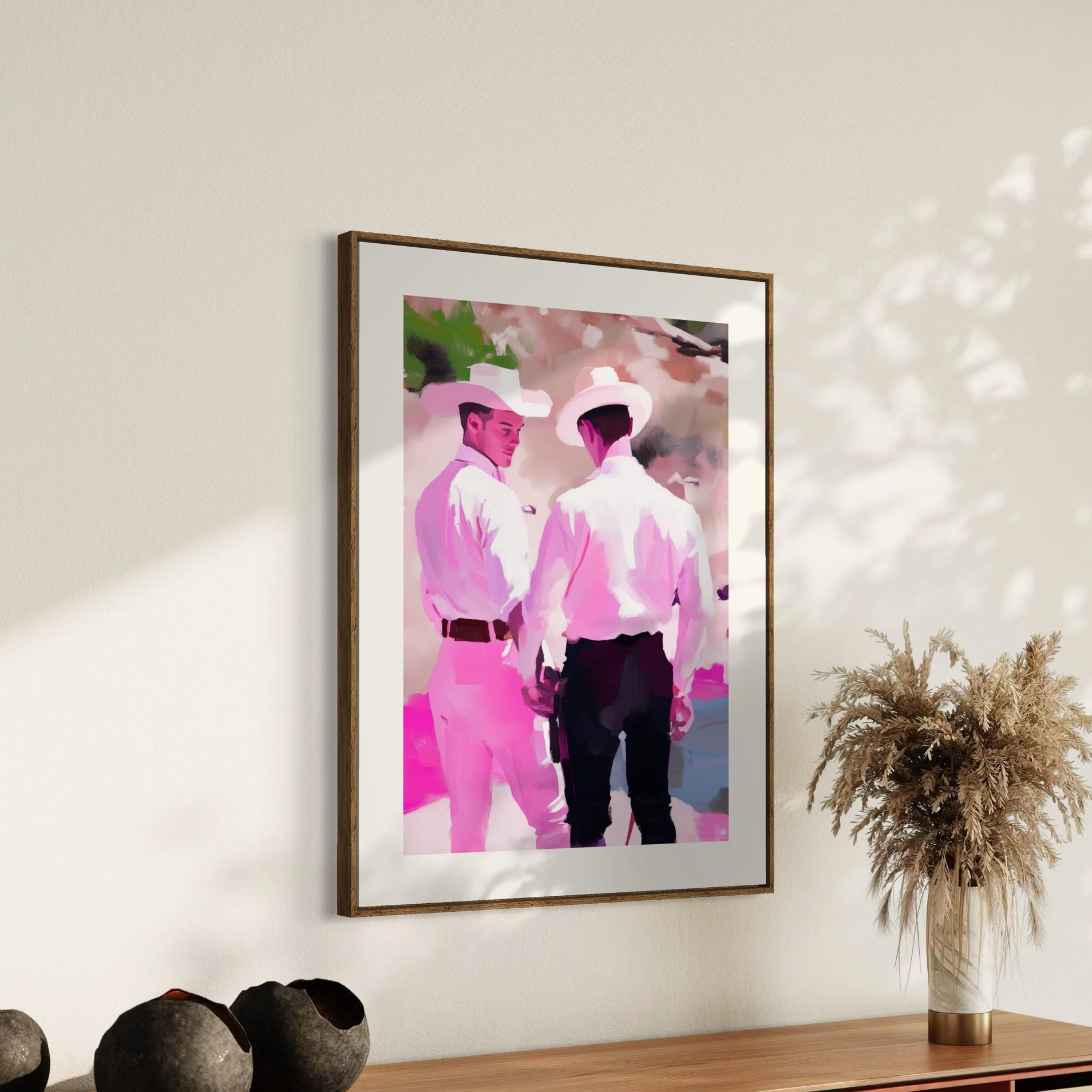 Take My Hand – Romantic Cowboy Watercolour Queer Art Print, LGBTQ+ Pride Western Wall Decor, Premium Matte Unframed Artwork