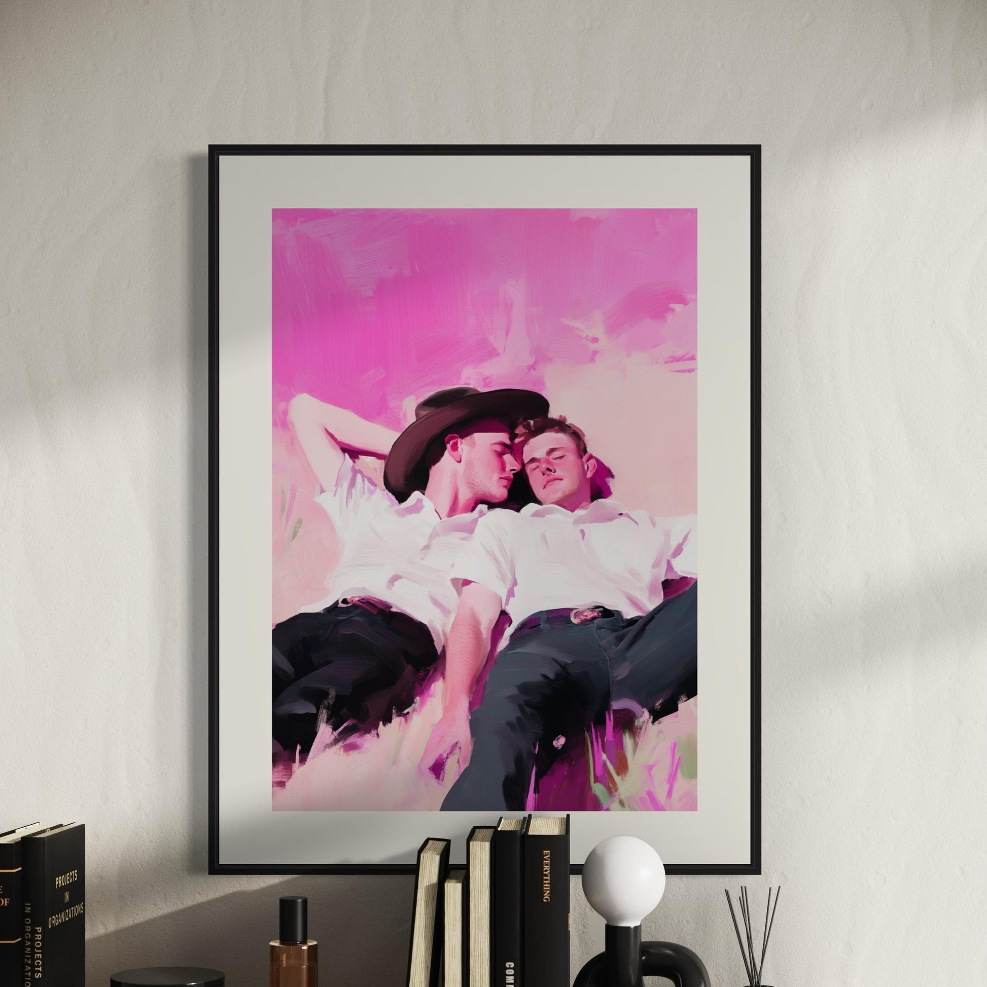 Summer Love – Romantic Queer Cowboy Oil Painting Print, LGBTQ+ Pride Wall Decor, Premium Matte Artwork, Unframed Western Romance