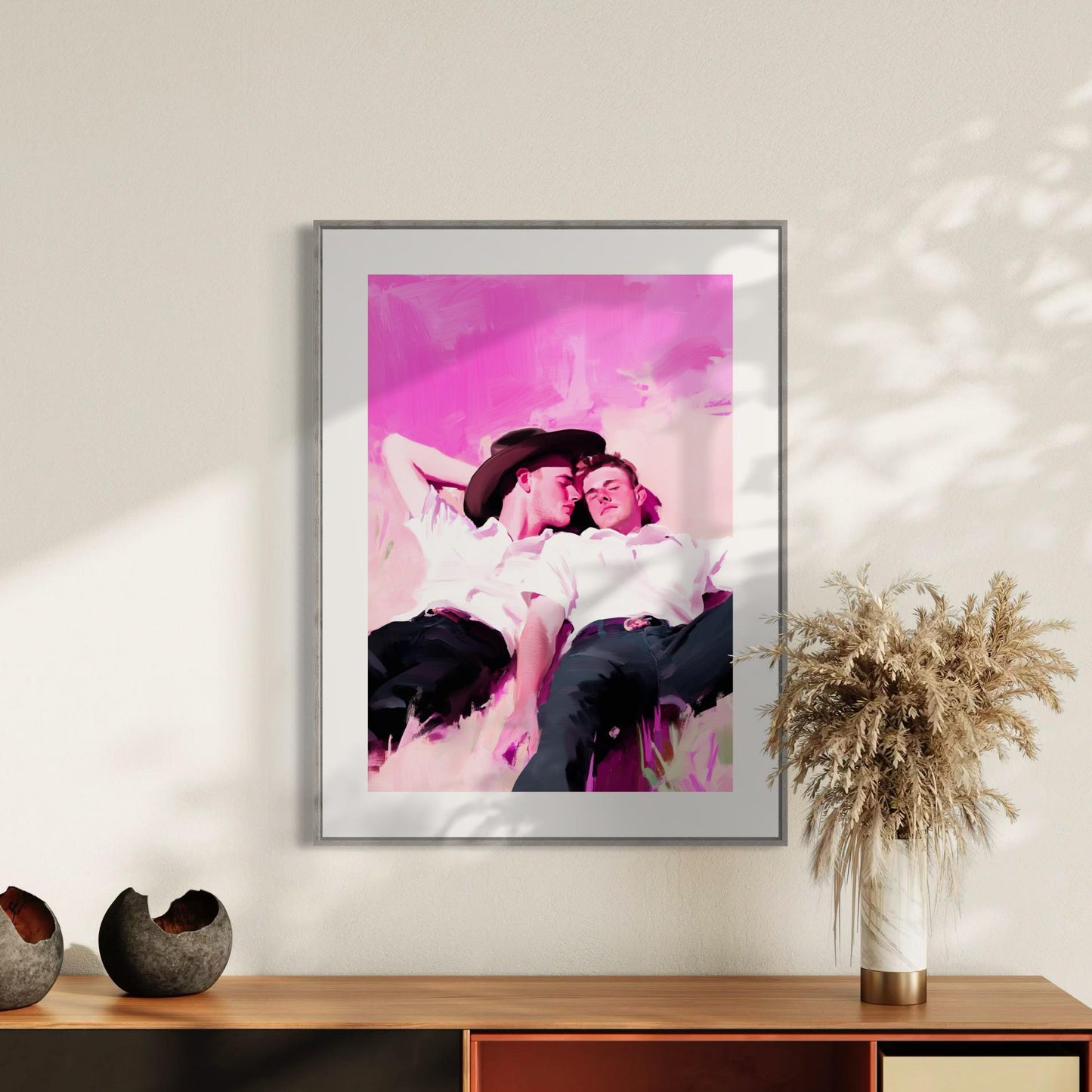 Summer Love – Romantic Queer Cowboy Oil Painting Print, LGBTQ+ Pride Wall Decor, Premium Matte Artwork, Unframed Western Romance