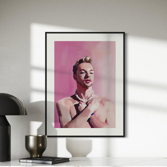 Pearl Power – Queer Oil Painting Print | LGBTQ+ Art | Elegant Gay Wall Art | Baroque Aesthetic | 200gsm Unframed Print