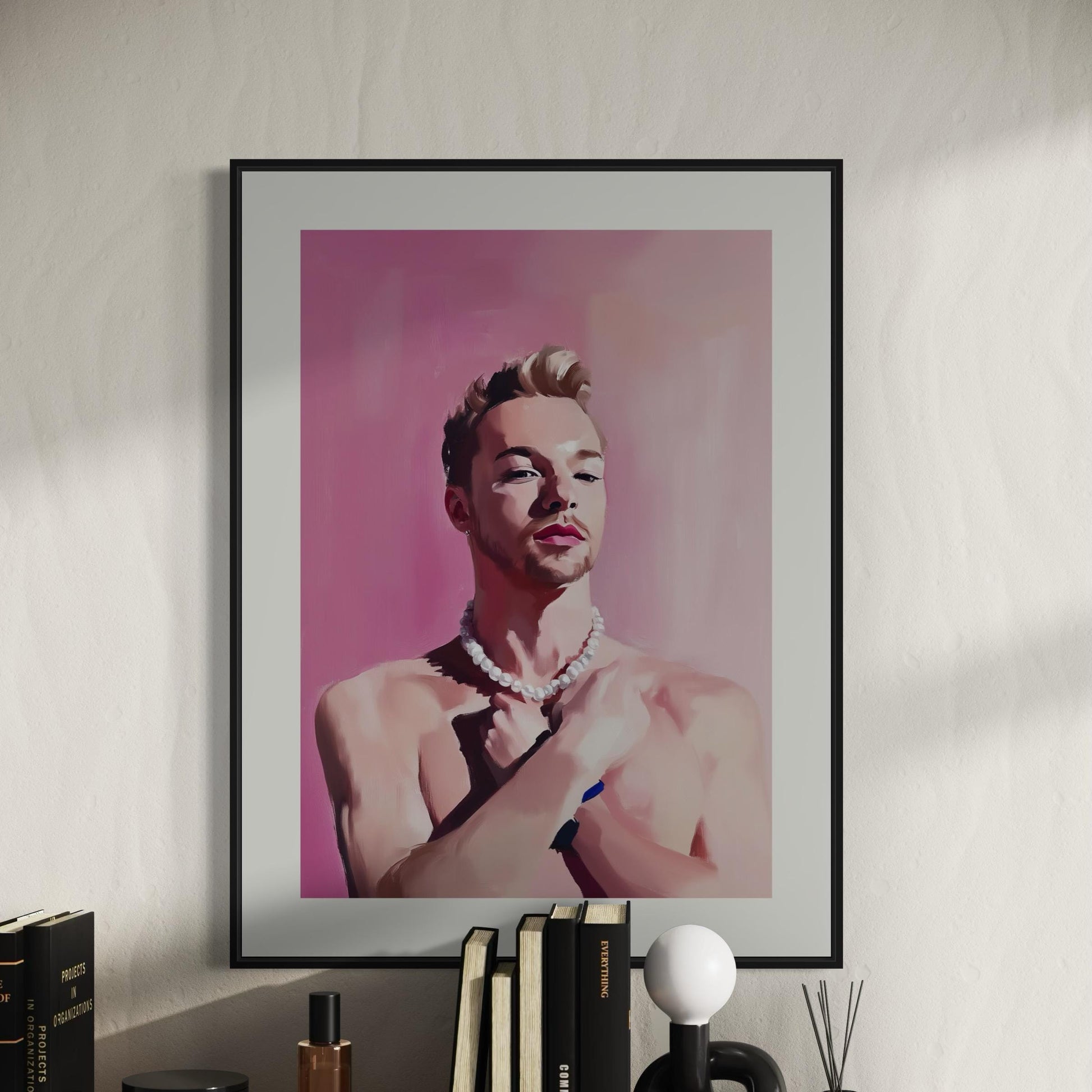 Pearl Power – Queer Oil Painting Print | LGBTQ+ Art | Elegant Gay Wall Art | Baroque Aesthetic | 200gsm Unframed Print