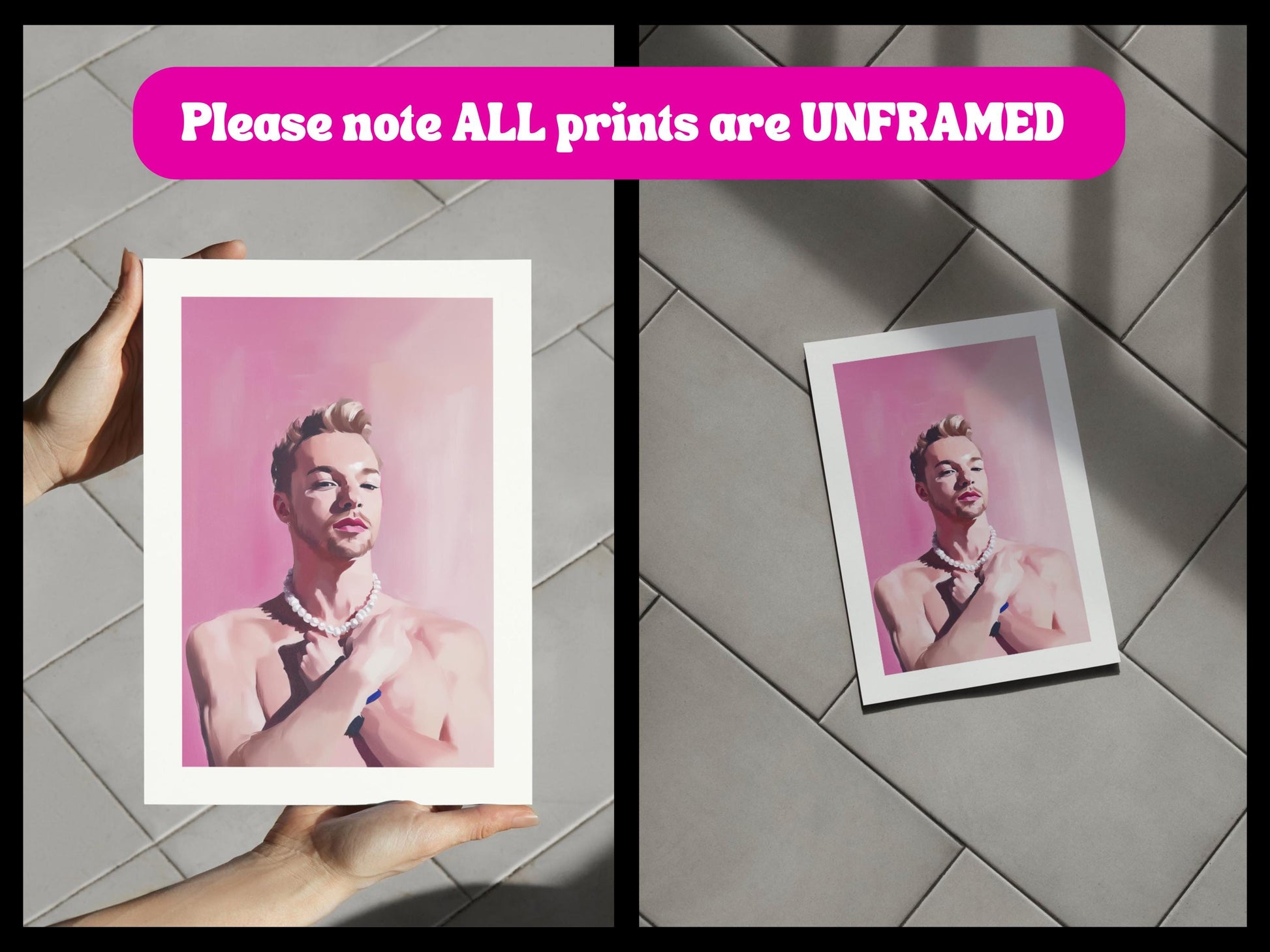 Pearl Power – Queer Oil Painting Print | LGBTQ+ Art | Elegant Gay Wall Art | Baroque Aesthetic | 200gsm Unframed Print