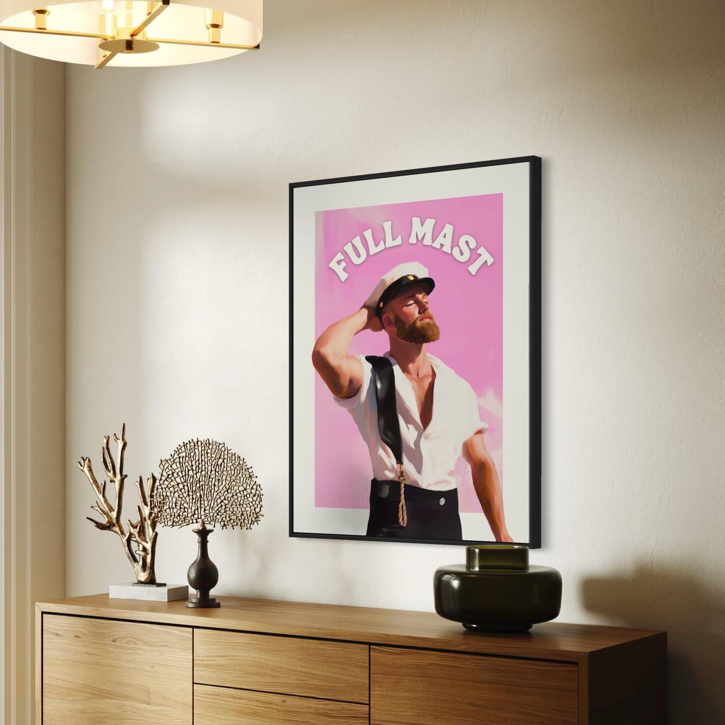 Full Mast Oil Painting Print – Cheeky Queer Art, Nautical Gay Artwork, Bold LGBTQ+ Decor, Premium Unframed 200gsm Paper