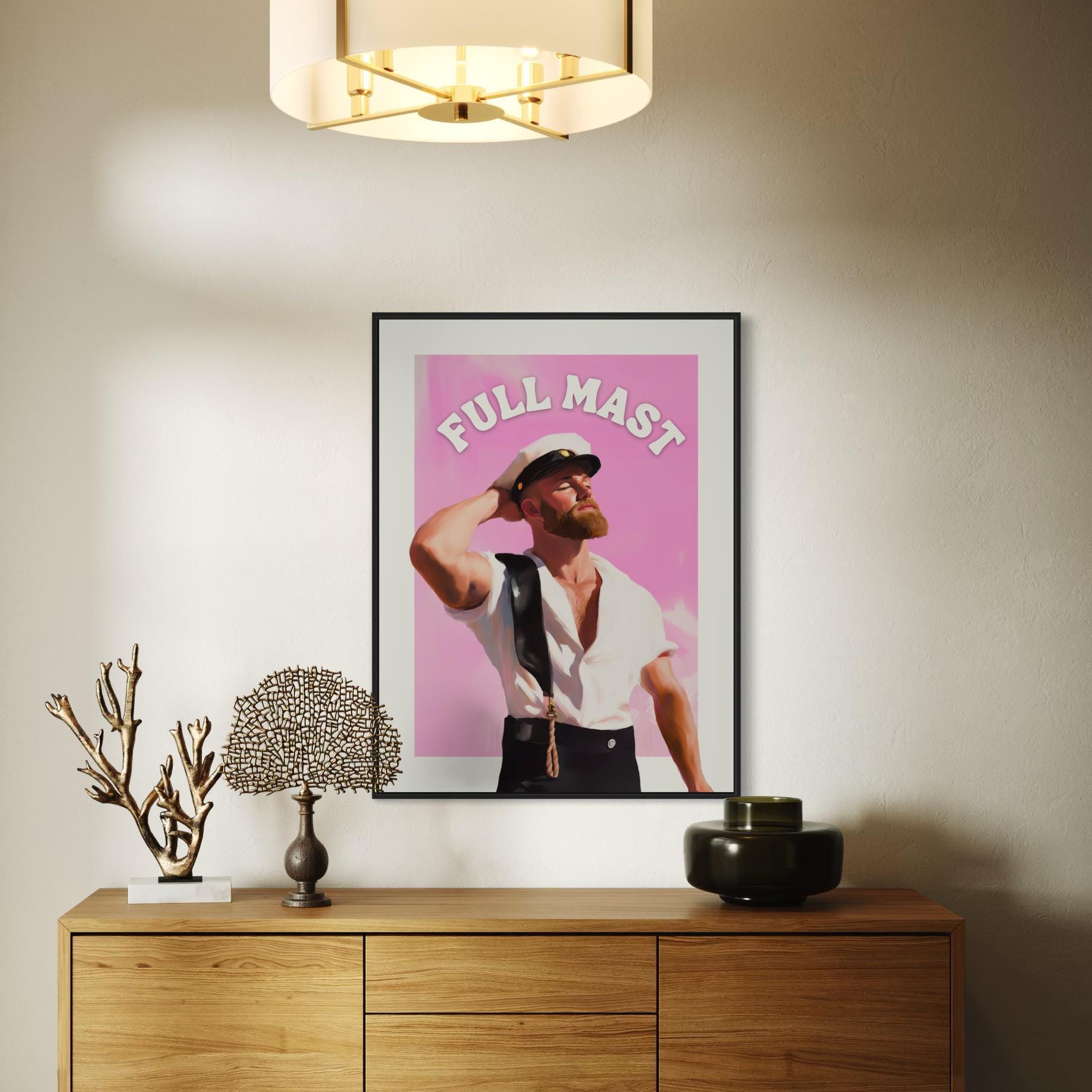 Full Mast Oil Painting Print – Cheeky Queer Art, Nautical Gay Artwork, Bold LGBTQ+ Decor, Premium Unframed 200gsm Paper
