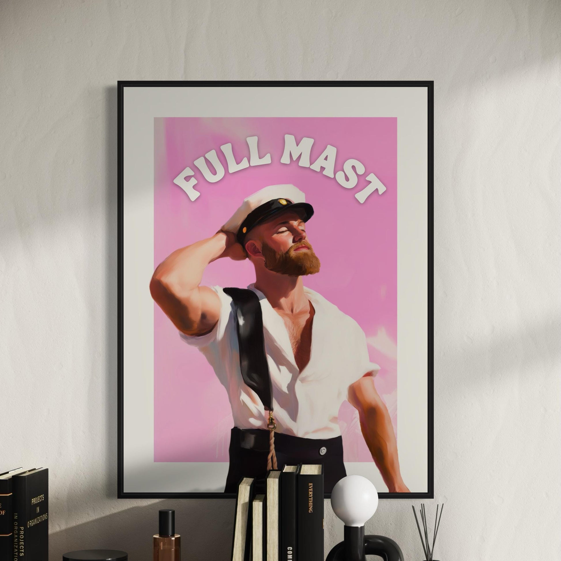 Full Mast Oil Painting Print – Cheeky Queer Art, Nautical Gay Artwork, Bold LGBTQ+ Decor, Premium Unframed 200gsm Paper