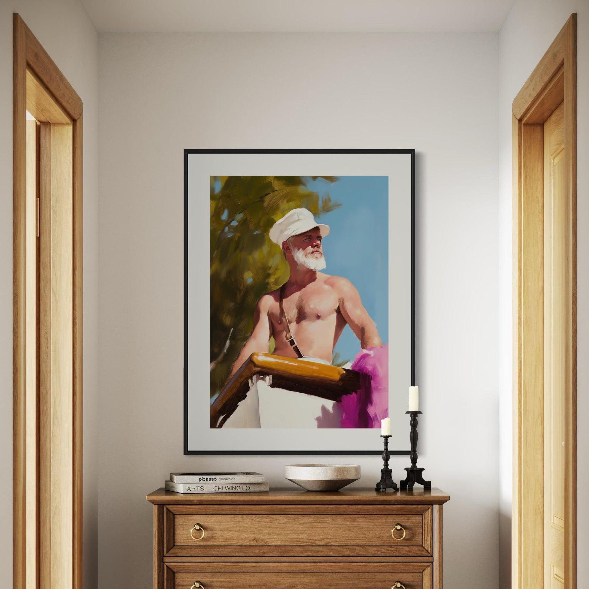 Silver Sailor Oil Painting Print – Bold Queer Art, Nautical LGBTQ+ Decor, Premium Unframed 200gsm Matte Paper, Gay Wall Art