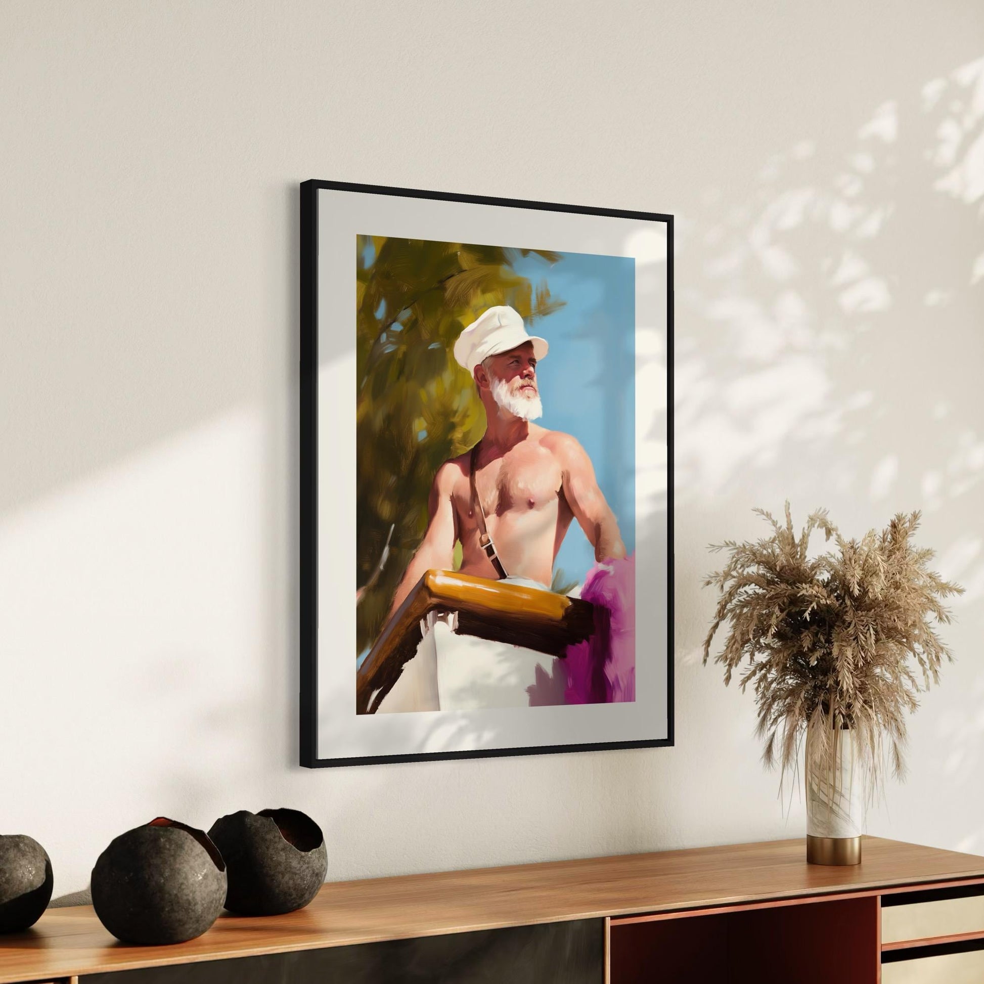 Silver Sailor Oil Painting Print – Bold Queer Art, Nautical LGBTQ+ Decor, Premium Unframed 200gsm Matte Paper, Gay Wall Art