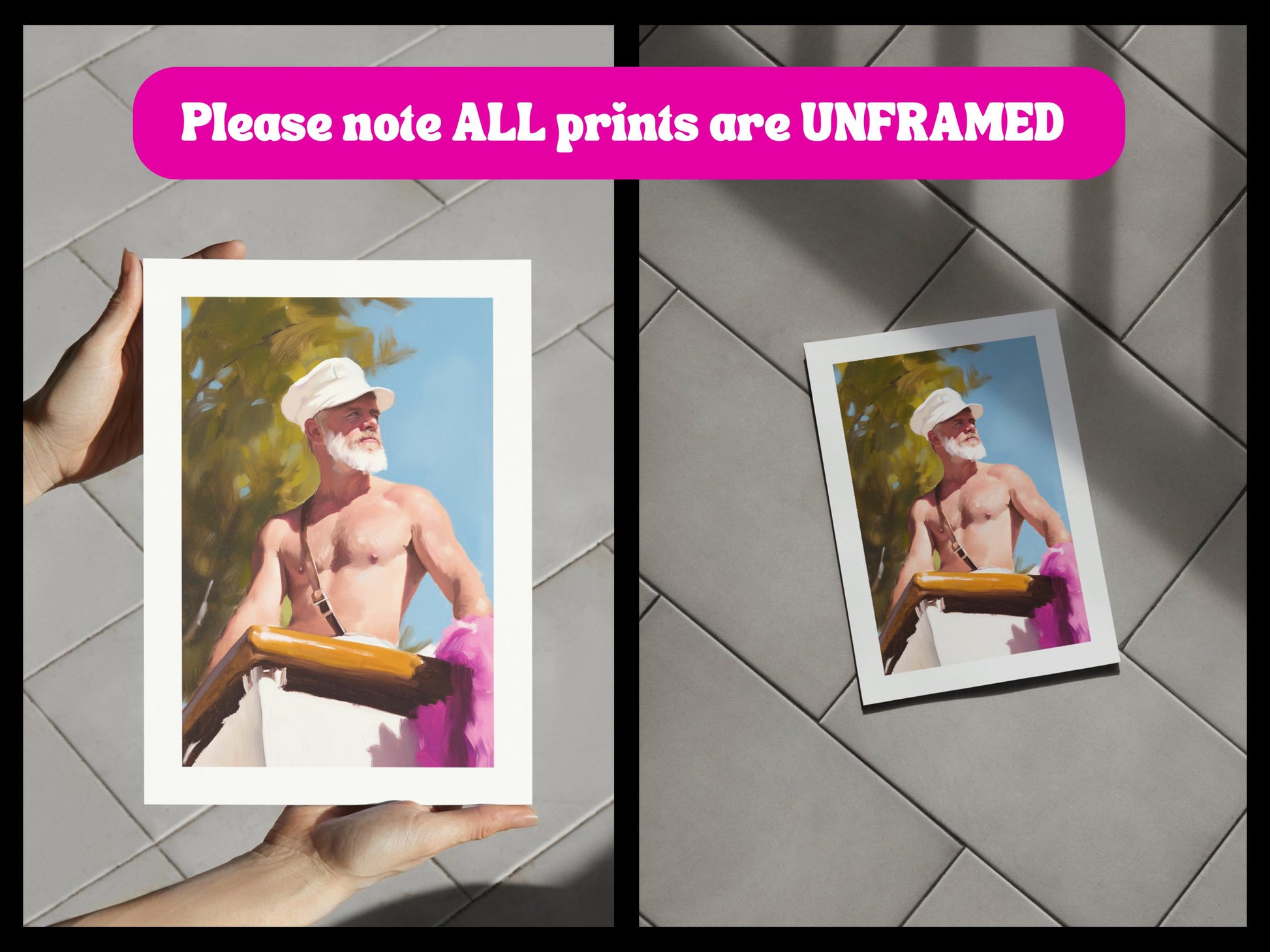 Silver Sailor Oil Painting Print – Bold Queer Art, Nautical LGBTQ+ Decor, Premium Unframed 200gsm Matte Paper, Gay Wall Art