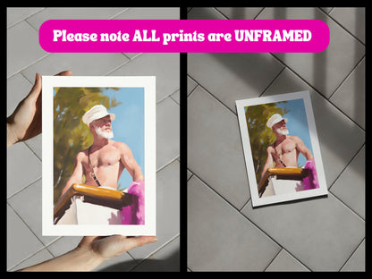 Silver Sailor Oil Painting Print – Bold Queer Art, Nautical LGBTQ+ Decor, Premium Unframed 200gsm Matte Paper, Gay Wall Art