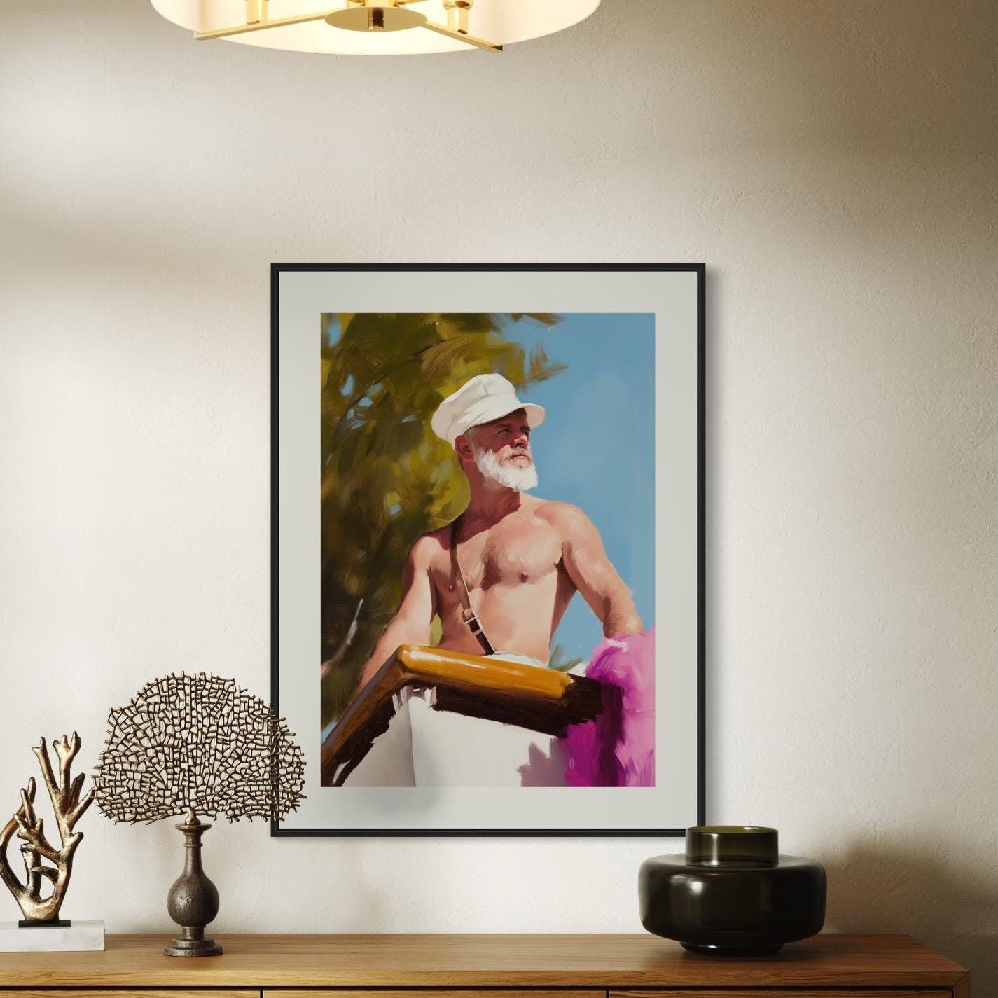 Silver Sailor Oil Painting Print – Bold Queer Art, Nautical LGBTQ+ Decor, Premium Unframed 200gsm Matte Paper, Gay Wall Art