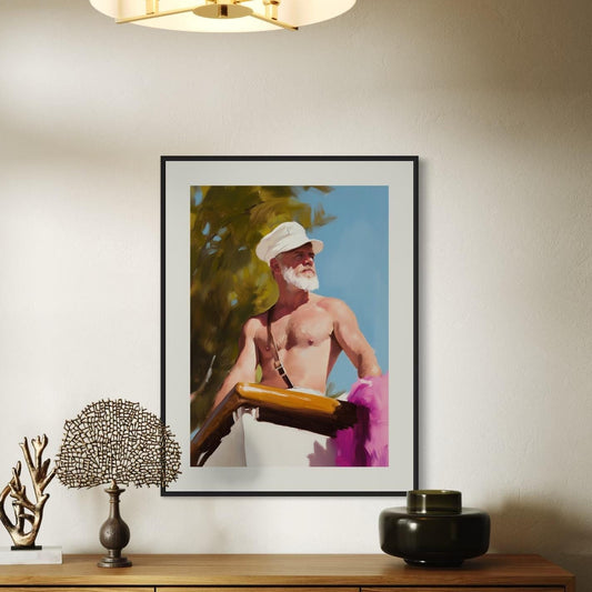 Silver Sailor Oil Painting Print – Bold Queer Art, Nautical LGBTQ+ Decor, Premium Unframed 200gsm Matte Paper, Gay Wall Art