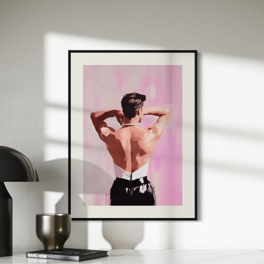 Back to Bold – Queer Oil Painting Print | Elegant LGBTQ+ Art | Gender Fluid Wall Decor | High-Fashion Aesthetic | Unframed Print