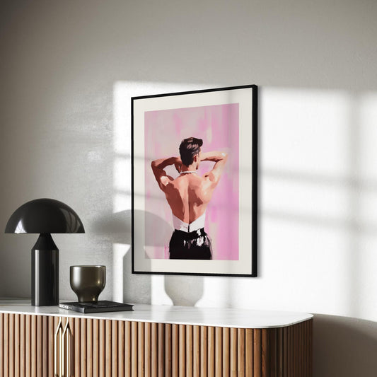 Back to Bold – Queer Oil Painting Print | Elegant LGBTQ+ Art | Gender Fluid Wall Decor | High-Fashion Aesthetic | Unframed Print