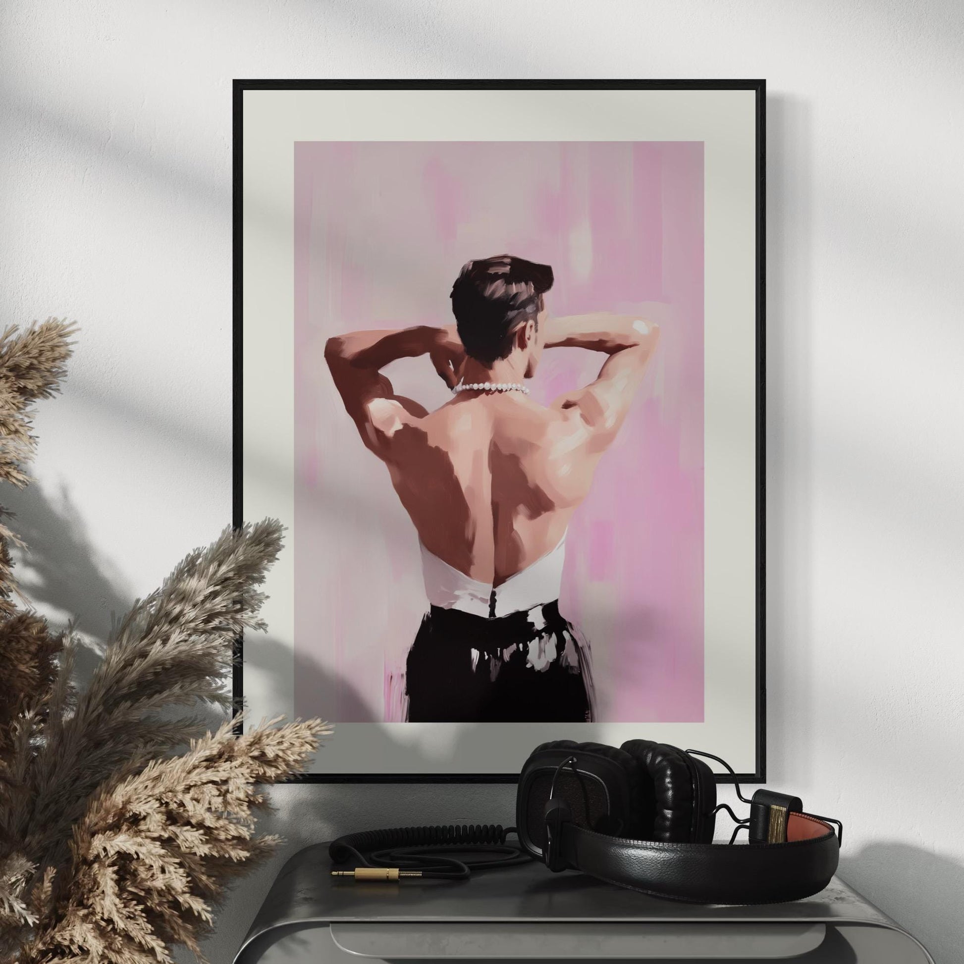 Back to Bold – Queer Oil Painting Print | Elegant LGBTQ+ Art | Gender Fluid Wall Decor | High-Fashion Aesthetic | Unframed Print