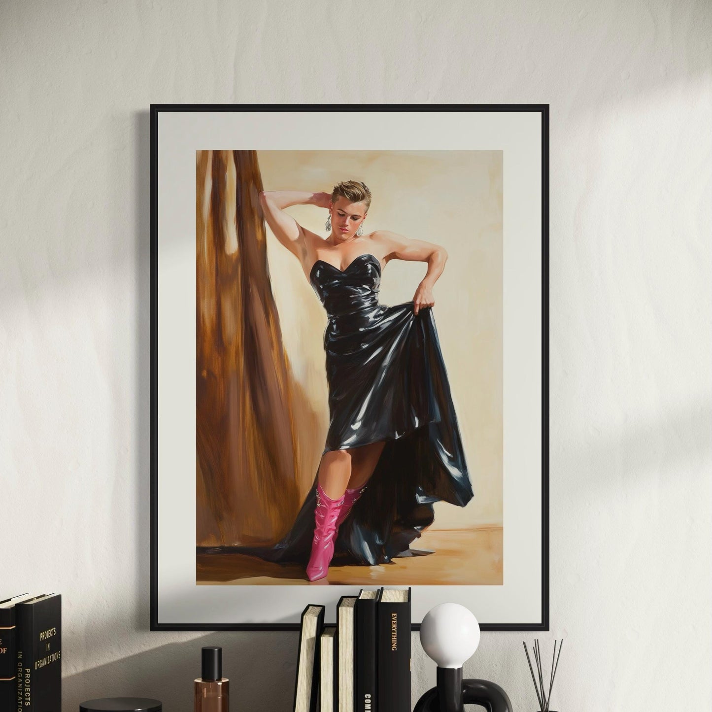 Lick My Boots Oil Painting Print – Bold Queer Art, Dominant LGBTQ+ Decor, Premium 200gsm Matte Paper, Unframed Gay Wall Artwork
