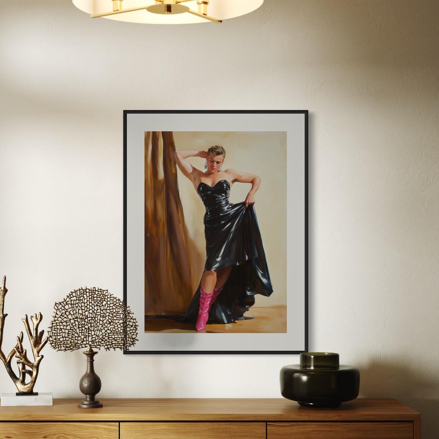 Lick My Boots Oil Painting Print – Bold Queer Art, Dominant LGBTQ+ Decor, Premium 200gsm Matte Paper, Unframed Gay Wall Artwork