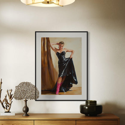 Lick My Boots Oil Painting Print – Bold Queer Art, Dominant LGBTQ+ Decor, Premium 200gsm Matte Paper, Unframed Gay Wall Artwork