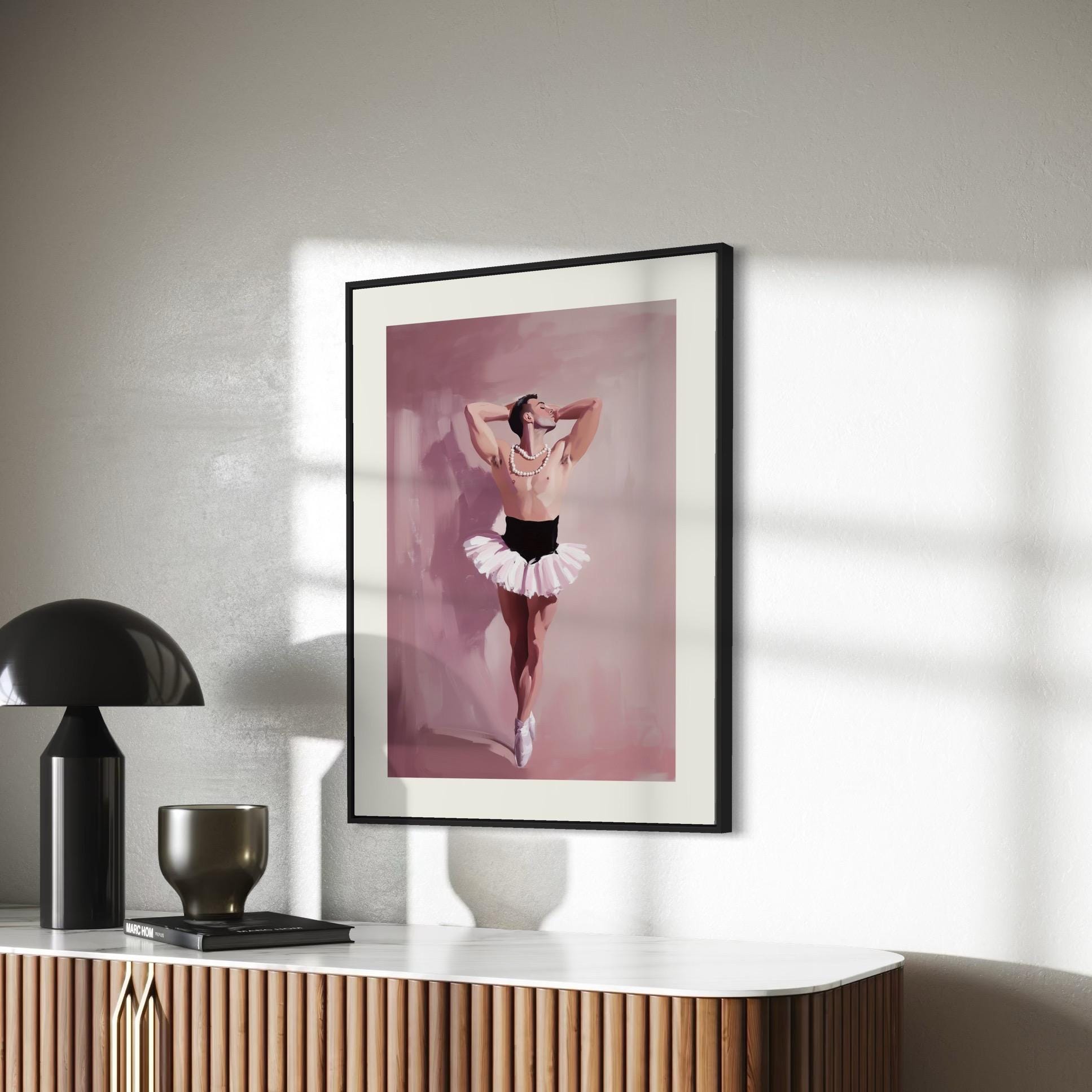 Pink Poise – Queer Ballet Oil Painting Print | Elegant & Playful Gay Art | Queer expression | Dance-Inspired Wall Decor