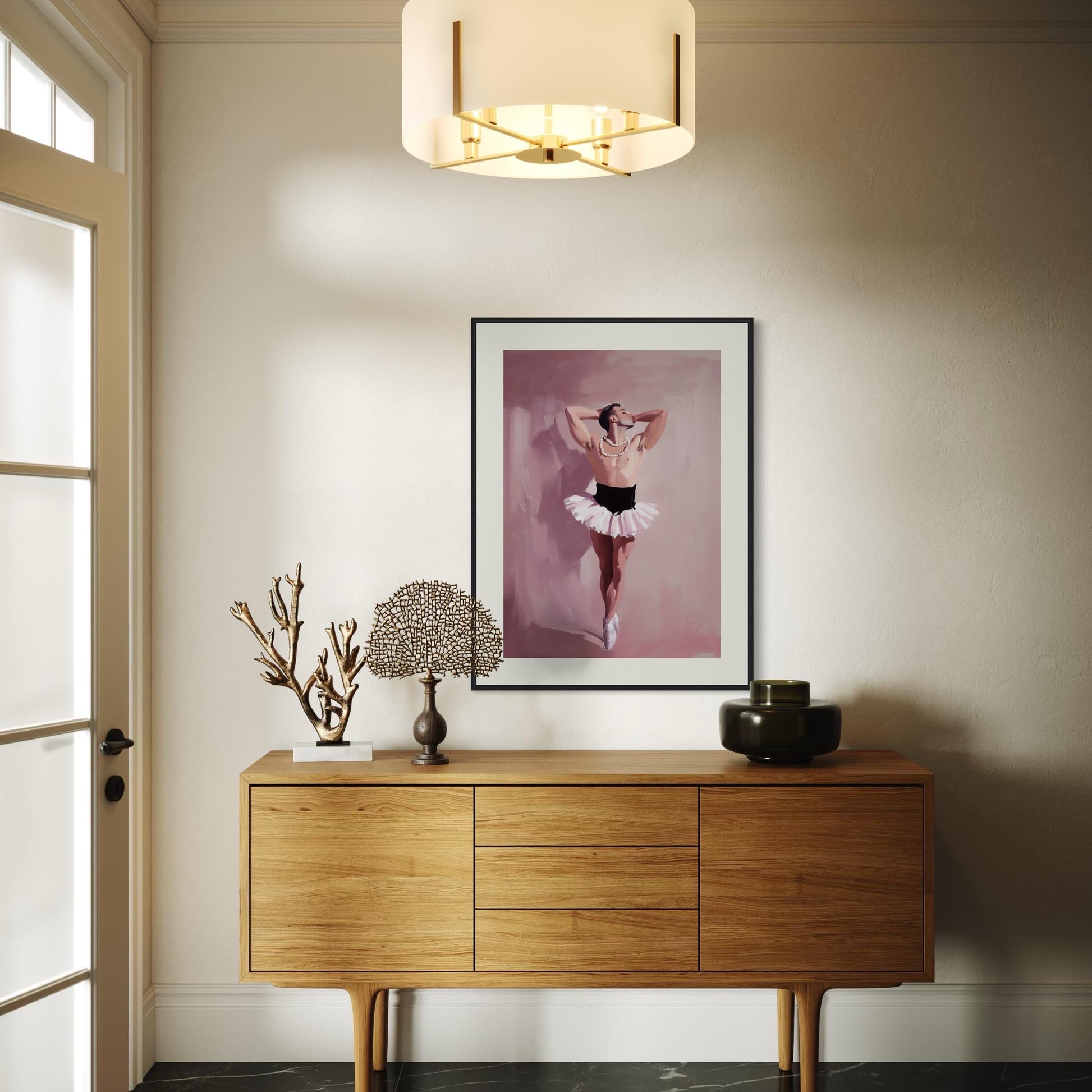 Pink Poise – Queer Ballet Oil Painting Print | Elegant & Playful Gay Art | Queer expression | Dance-Inspired Wall Decor
