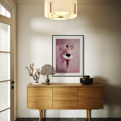 Pink Poise – Queer Ballet Oil Painting Print | Elegant & Playful Gay Art | Queer expression | Dance-Inspired Wall Decor