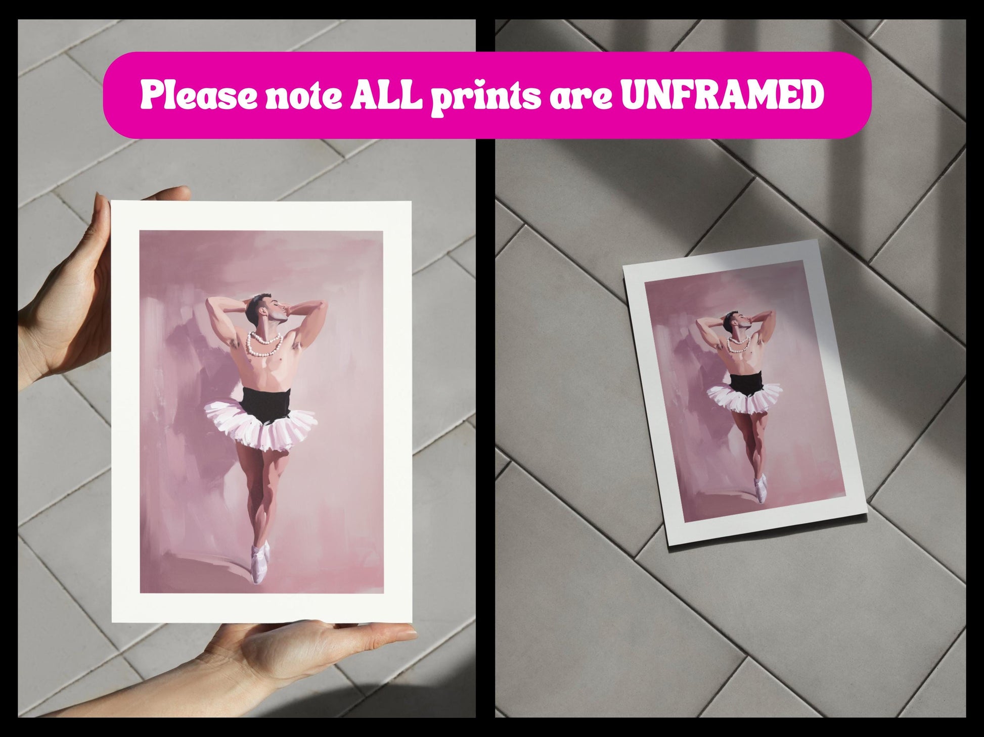 Pink Poise – Queer Ballet Oil Painting Print | Elegant & Playful Gay Art | Queer expression | Dance-Inspired Wall Decor