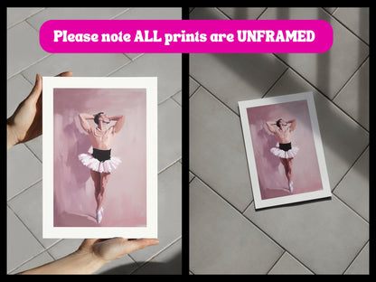Pink Poise – Queer Ballet Oil Painting Print | Elegant & Playful Gay Art | Queer expression | Dance-Inspired Wall Decor