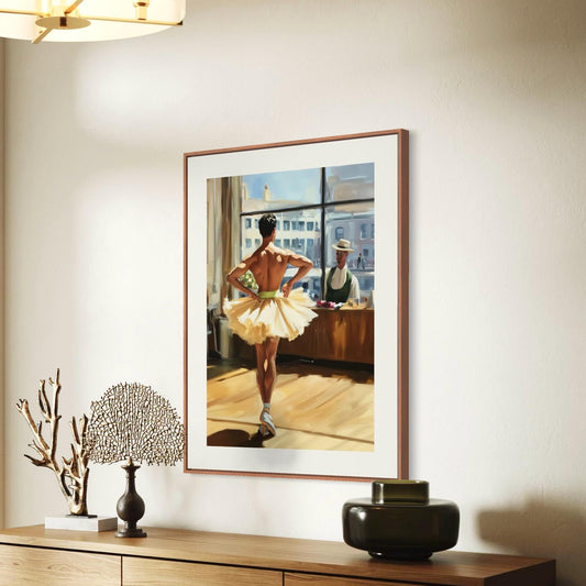 Window to My Heart Ballerina Oil Painting Print | Romantic LGBTQ+ Ballet wall decor | Queer Love Scene | Premium Matte Unframed Wall Art