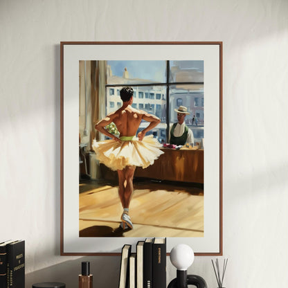 Window to My Heart Ballerina Oil Painting Print | Romantic LGBTQ+ Ballet wall decor | Queer Love Scene | Premium Matte Unframed Wall Art