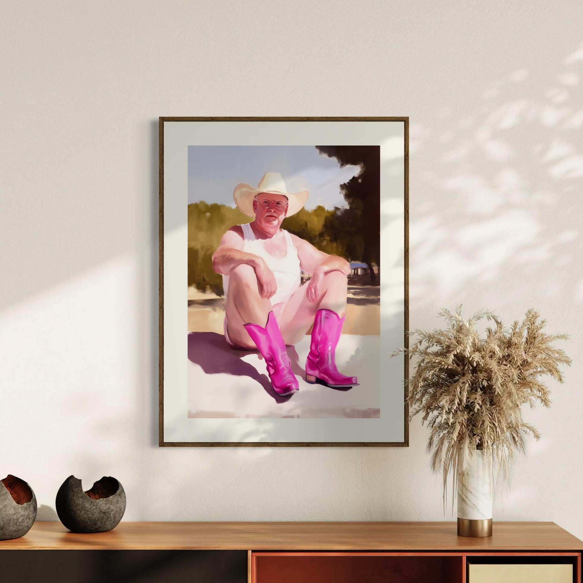 Rodeo Daddy Art Print – Queer Western Wall Art | Camp Aesthetic Decor | Fun Gay Art Poster | Masculine Femme Pride | Gift for Him
