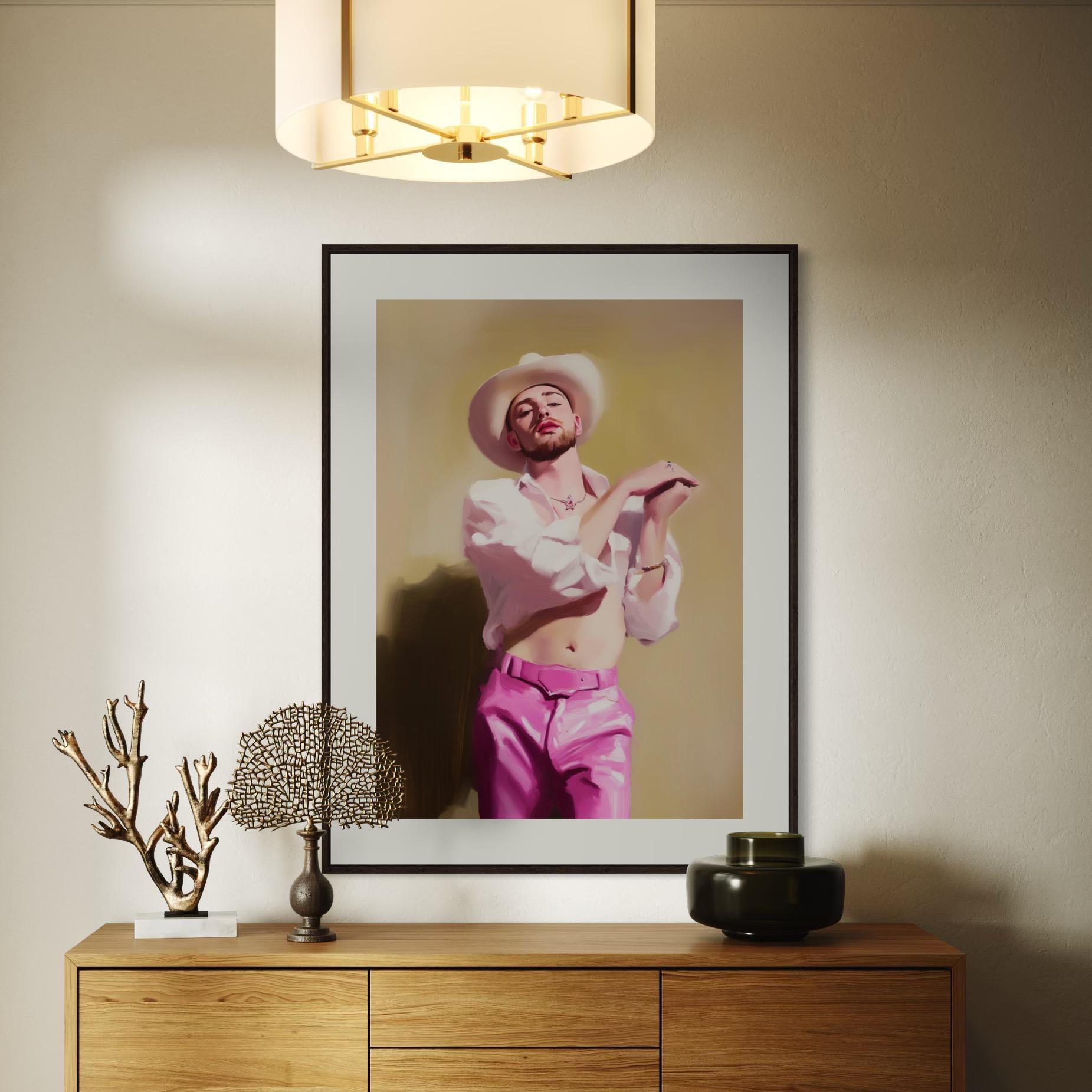 Saddle Up & Sparkle - Western Glam Wall Art Print, Pink Cowboy Aesthetic, Rhinestone Rodeo Decor, Queer Art, Giddy Up in Style