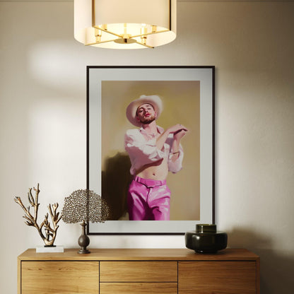 Saddle Up & Sparkle - Western Glam Wall Art Print, Pink Cowboy Aesthetic, Rhinestone Rodeo Decor, Queer Art, Giddy Up in Style