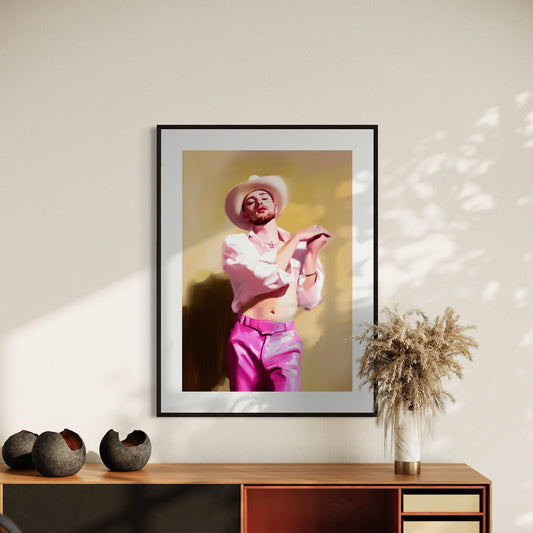Saddle Up & Sparkle - Western Glam Wall Art Print, Pink Cowboy Aesthetic, Rhinestone Rodeo Decor, Queer Art, Giddy Up in Style