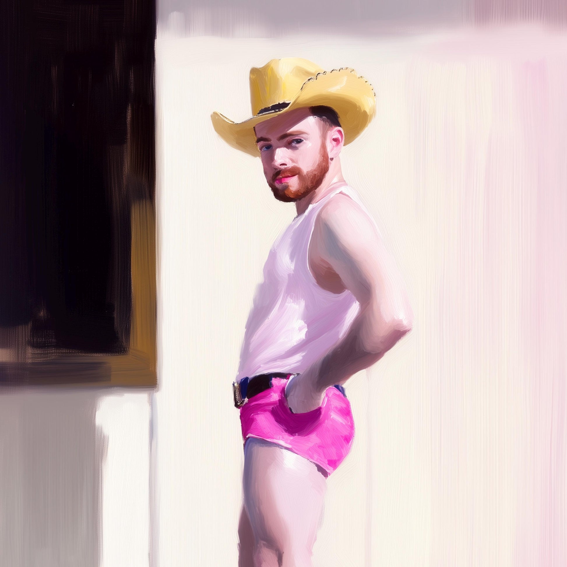 Cowboy Strut – Gay Art Print, Camp Western Decor, Pink Boots, LGBTQ+ Wall Art, Queer Aesthetic, Pride Art, Country Chic Poster