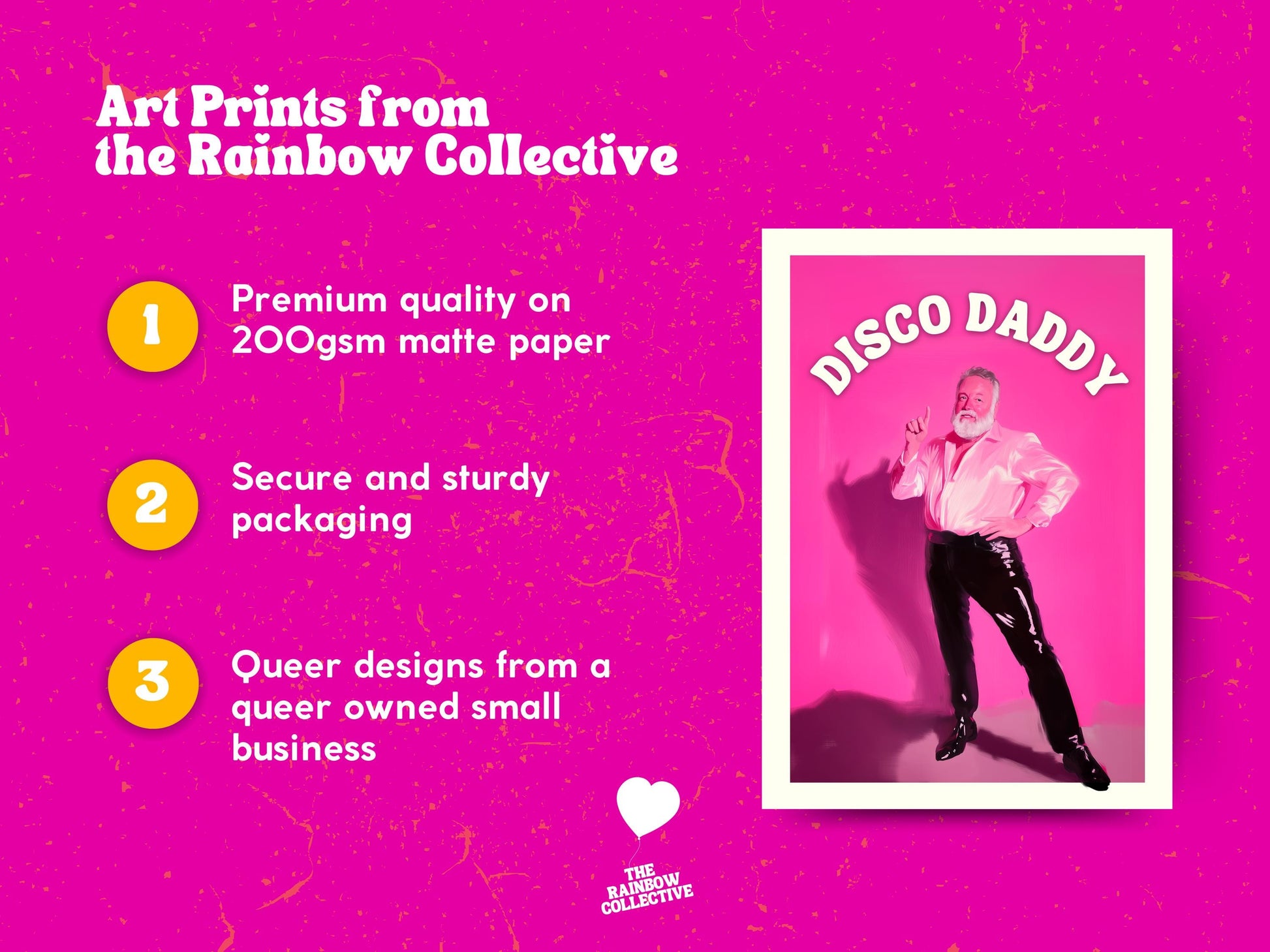 Disco Daddy – Retro Gay Art Print, Campy Wall Decor, Queer Aesthetic, LGBTQ+ Poster, Funky Home Art, Pink 70s Inspired Artwork